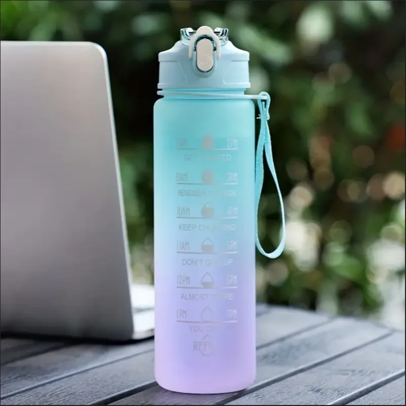 700ml Inspirational Outdoor Sports Water Cup With Time Scale And Drop-Resistant Lid - Portable And Fashionable