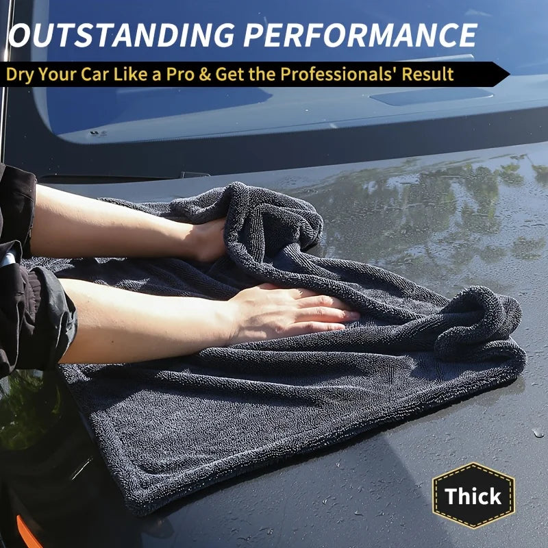 1400GSM 1/2pcs XXL Microfiber Car Drying Towel - Large Double-Sided Twisted Loop Cloth, Ultra Absorbent, Quick Dry, Streak-Free